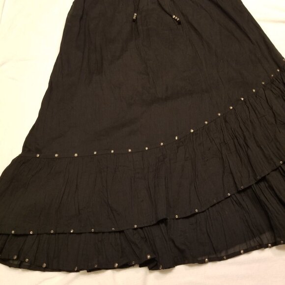 NWT 100% Cotton Black Maxi Skirt Studded Ruffle Tiered Long Addition Elle XLarge - Picture 3 of 15
